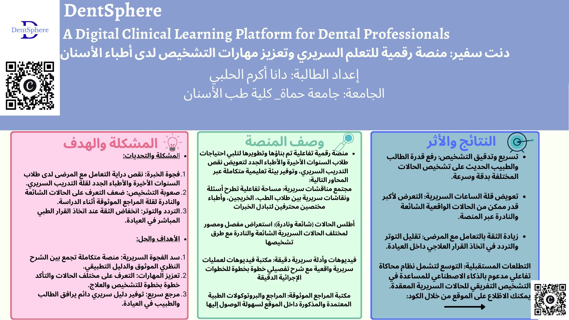 معاينة الملصق: دنت سفير: منصة رقمية للتعلم السريري وتعزيز مهارات التشخيص لدى أطباء الأسنان